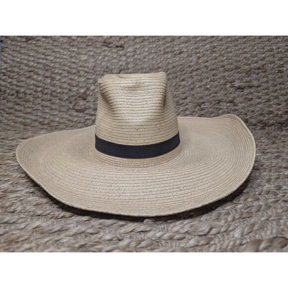 SANTOS HATS WOMEN\'S WIDE BRIM PALM LEAVES HAT W/BLACK BAND SIZE 6 5/8 main image 9